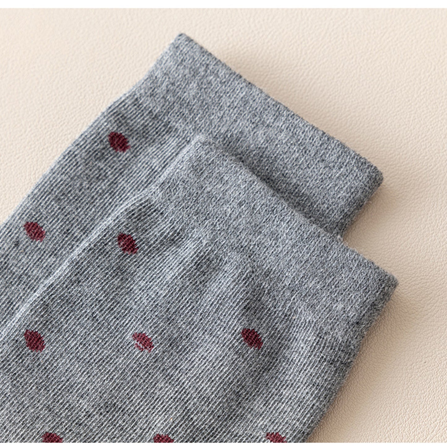 4 Pairs Knit Socks with Polka Dot Pattern Ribbed Cuffs Soft Stretch Fabric