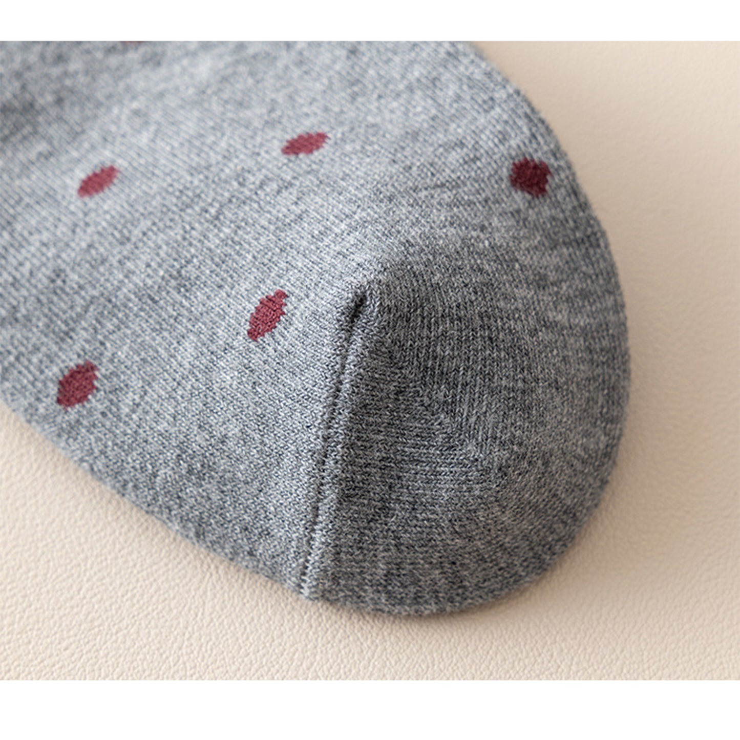 4 Pairs Knit Socks with Polka Dot Pattern Ribbed Cuffs Soft Stretch Fabric