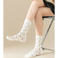 4 Pairs Knit Socks with Polka Dot Pattern Ribbed Cuffs Soft Stretch Fabric