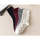4 Pairs Knit Socks with Polka Dot Pattern Ribbed Cuffs Soft Stretch Fabric