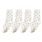 4 Pairs Knit Socks with Polka Dot Pattern Ribbed Cuffs Soft Stretch Fabric