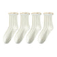 4 Pairs Knit Socks with Ribbed Texture Lace Ruffle Trim Ribbed Cuffs Soft Stretch Fabric
