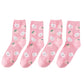 3 Pairs Knit Socks with Cute Cartoon Fruit and Animal Patterns Soft Stretch Fabric Ribbed Cuffs