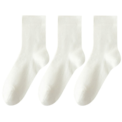 3 - Pack Classic Crew Socks with Soft Stretch Knit Fabric and Comfortable Ribbed Cuff