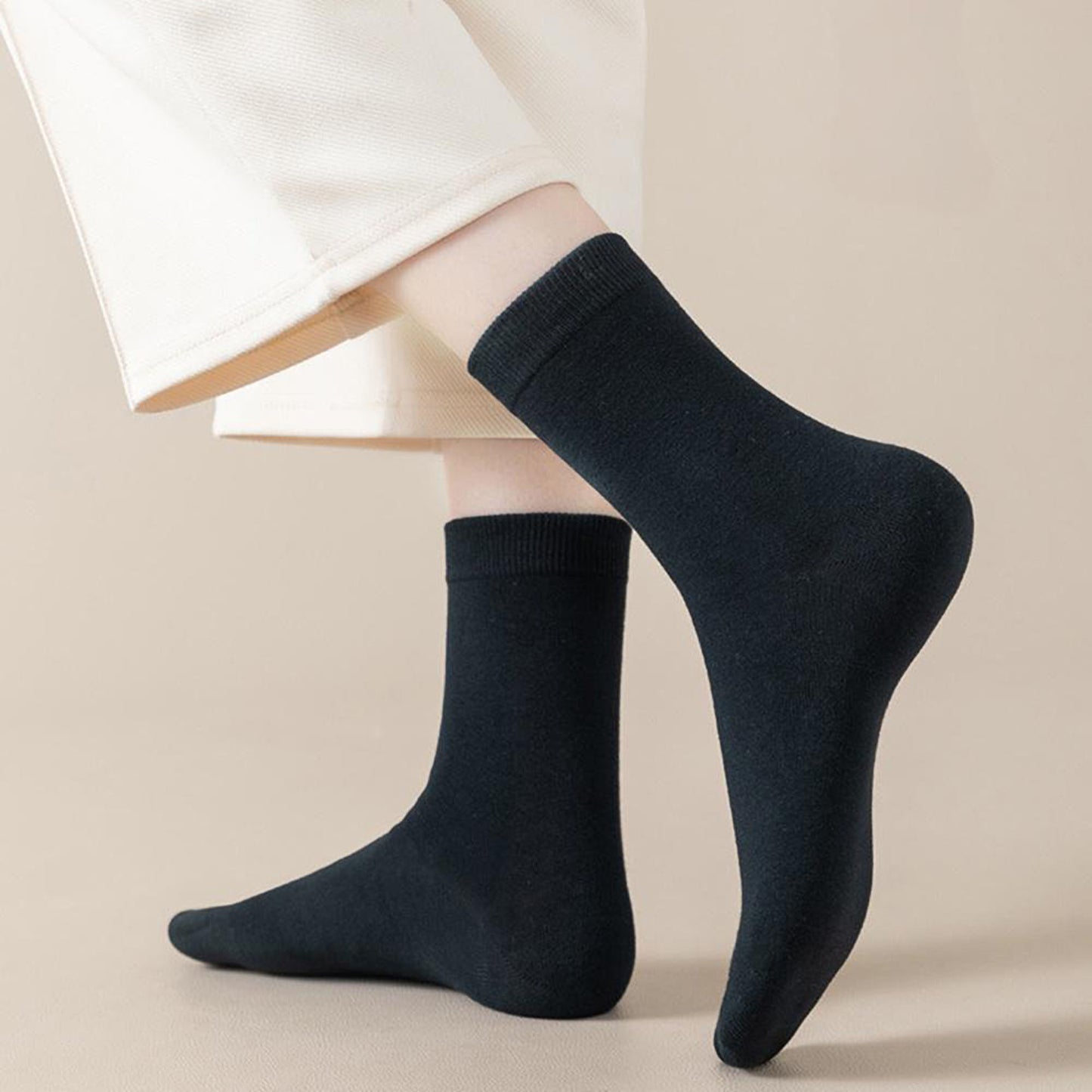 3 - Pack Classic Crew Socks with Soft Stretch Knit Fabric and Comfortable Ribbed Cuff