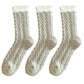 3 - Pack Cable Knit Crew Socks with Soft Textured Fabric and Contrast Cuff Detail