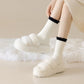 3 - Pack Cable Knit Crew Socks with Soft Textured Fabric and Contrast Cuff Detail