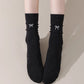 3 - Pack Crew Socks with Embroidered Bow Detail and Soft Ribbed Knit Fabric