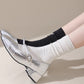 3 - Pack Crew Socks with Embroidered Bow Detail and Soft Ribbed Knit Fabric