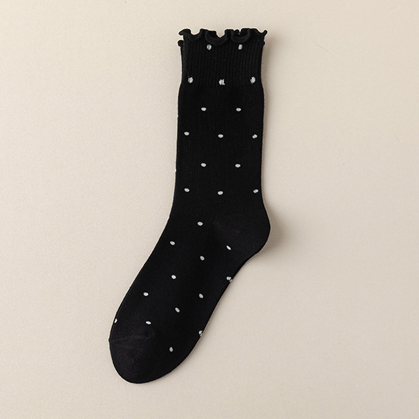6pk Women's Polka Dot Ankle Socks with Ruffled Cuffs