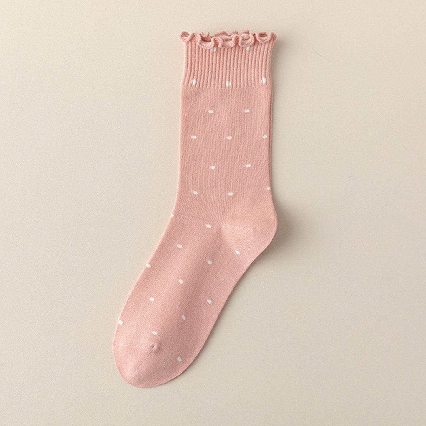 6pk Women's Polka Dot Ankle Socks with Ruffled Cuffs