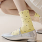 6pk Women's Polka Dot Ankle Socks with Ruffled Cuffs