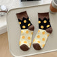 6pk Women's Color - Blocked Polka Dot Cotton Ankle Socks - Trendy Ins - Style Socks