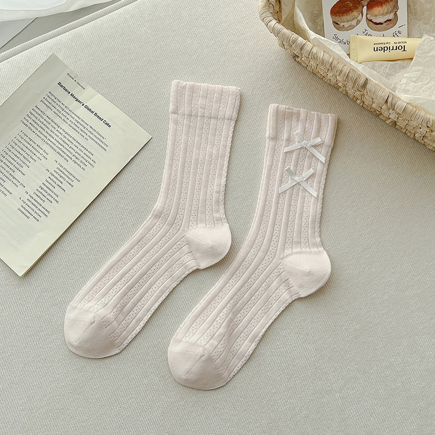 6pk Women's Knee - High Socks with Bow Details