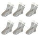 6pk Color - Block Crew Socks with Bow Embroidery