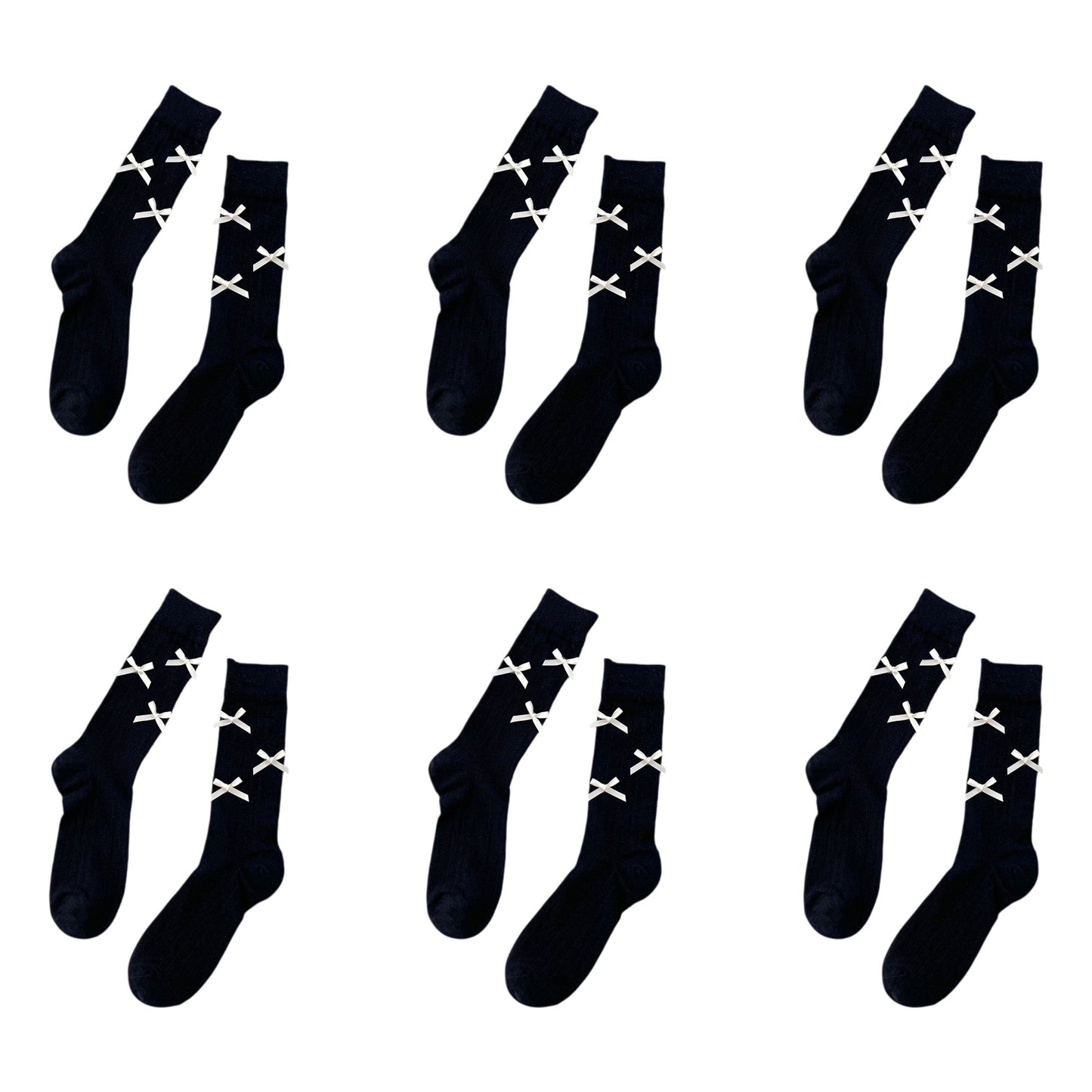 6pk Knee - High Socks with Bow Accents