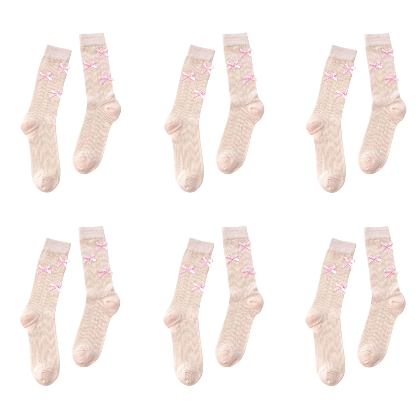 6pk Knee - High Socks with Bow Accents