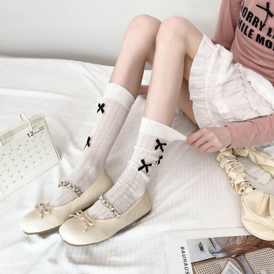 6pk Knee - High Socks with Bow Accents
