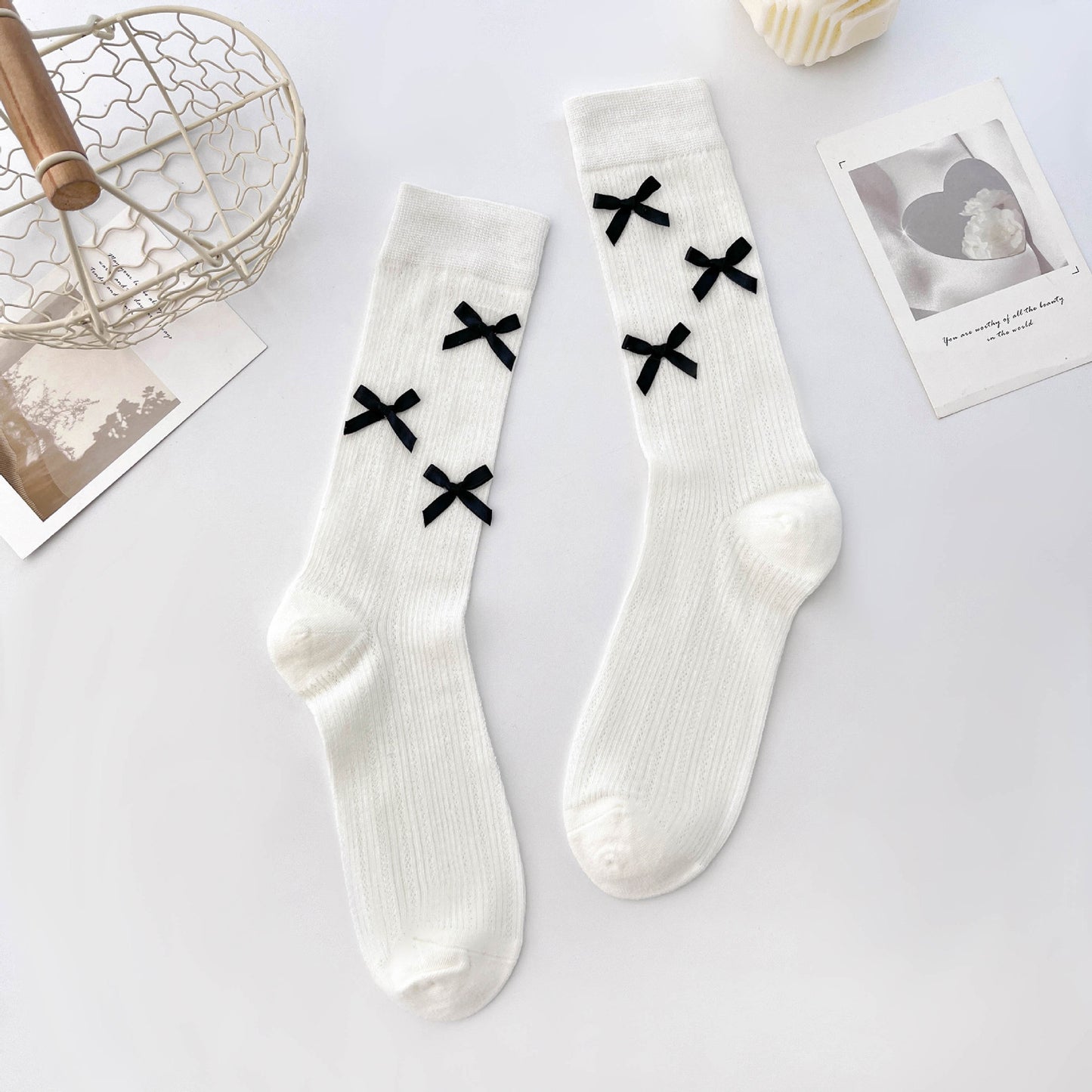 6pk Knee - High Socks with Bow Accents