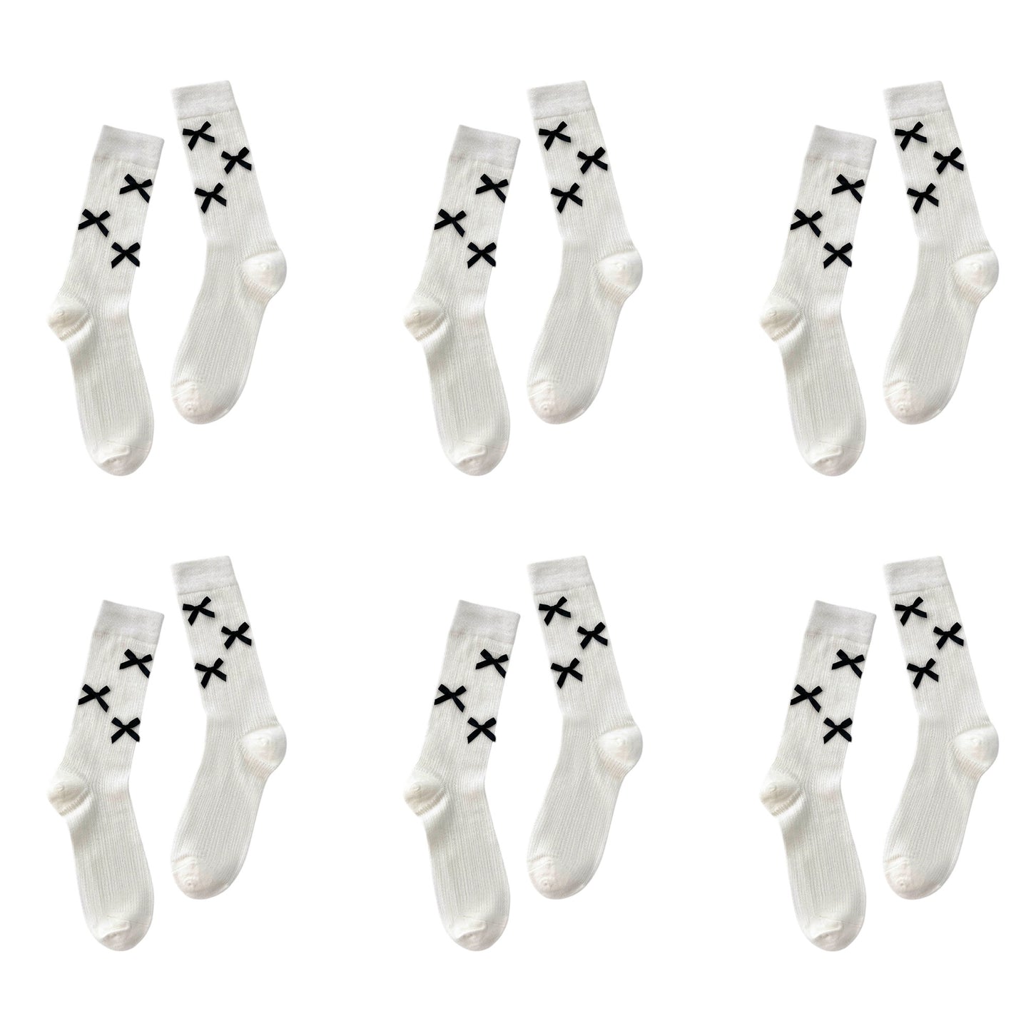 6pk Knee - High Socks with Bow Accents