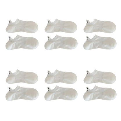 6pk Cotton White No - Show Socks with Smiley Face Embroidery