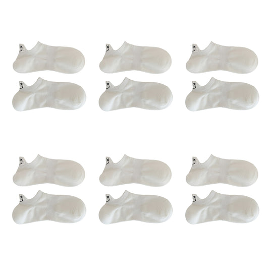 6pk Cotton White No - Show Socks with Smiley Face Embroidery
