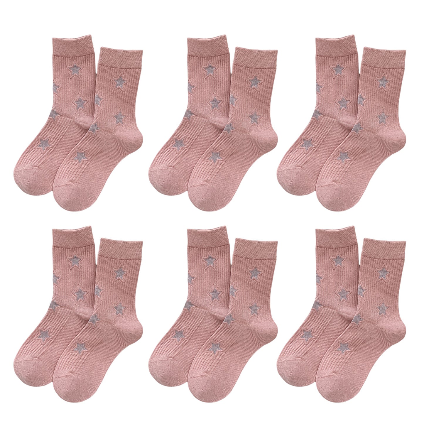 Star - Patterned 6pk Soft Crew Socks