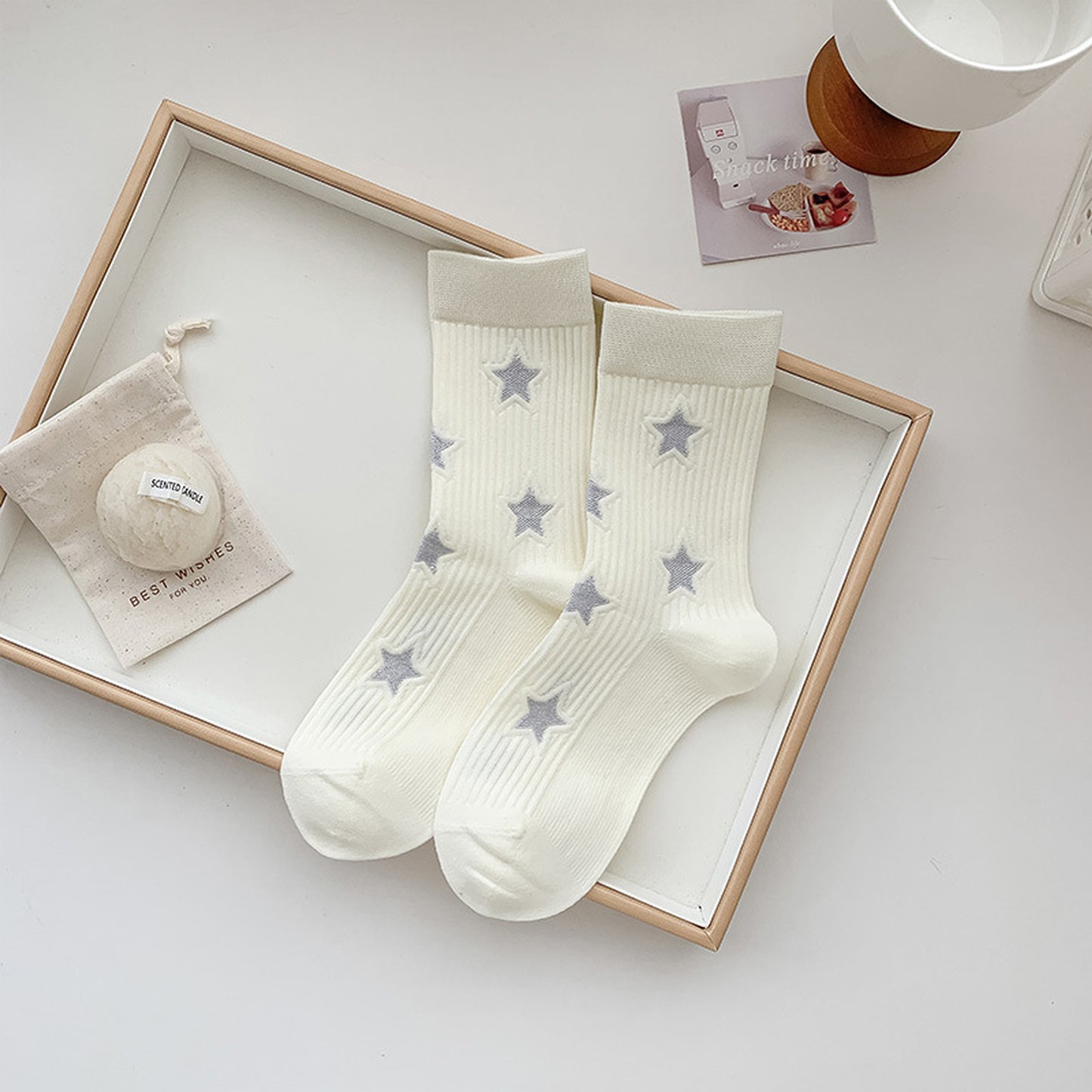 Star - Patterned 6pk Soft Crew Socks