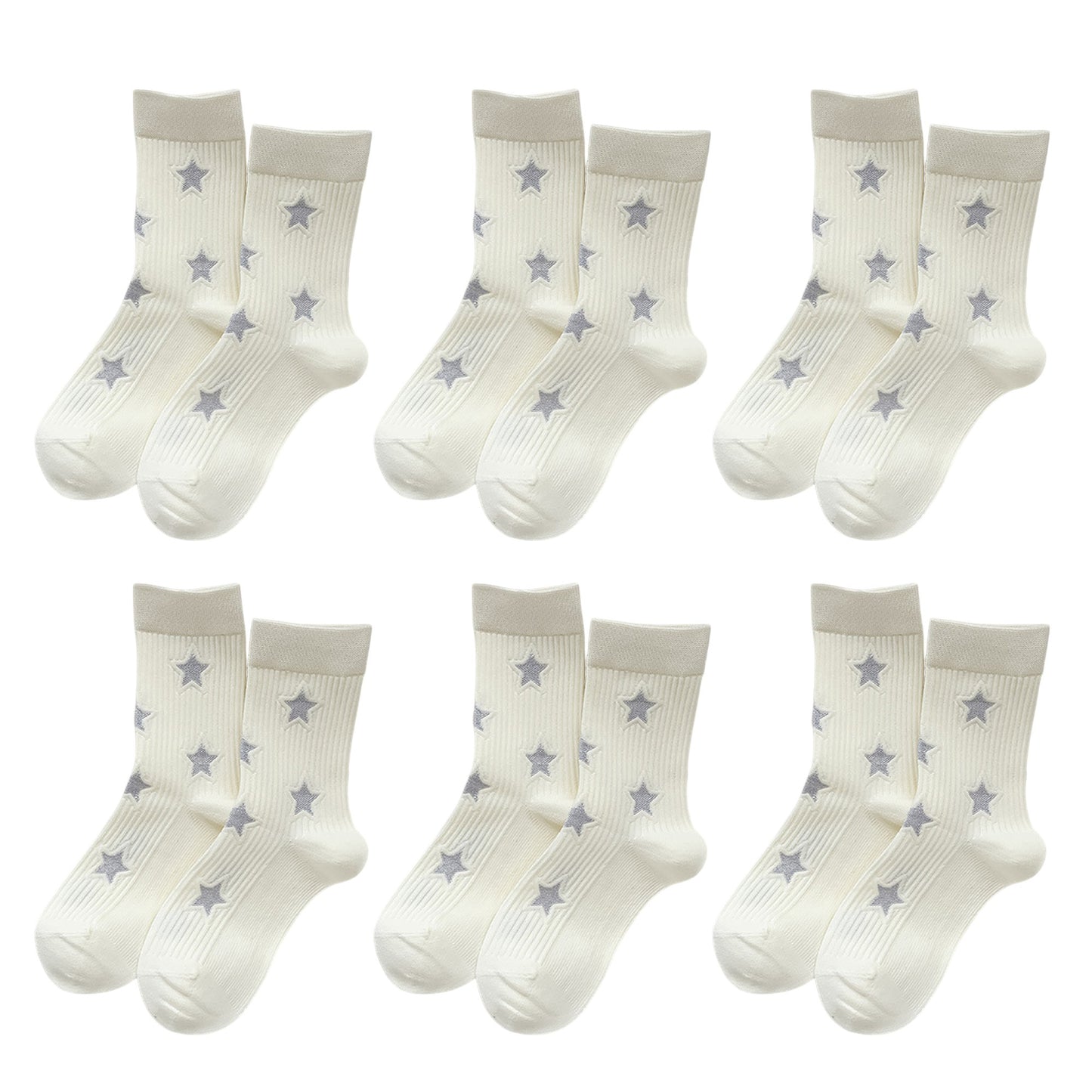 Star - Patterned 6pk Soft Crew Socks