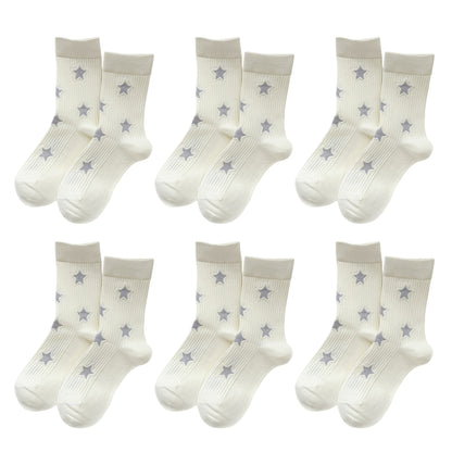 Star - Patterned 6pk Soft Crew Socks
