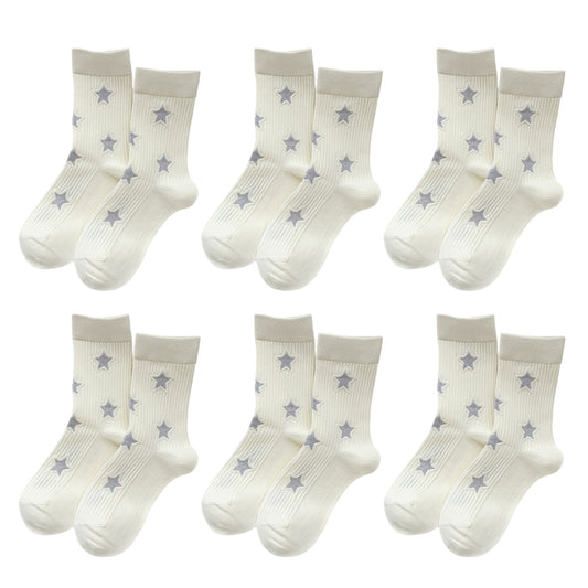Star - Patterned 6pk Soft Crew Socks