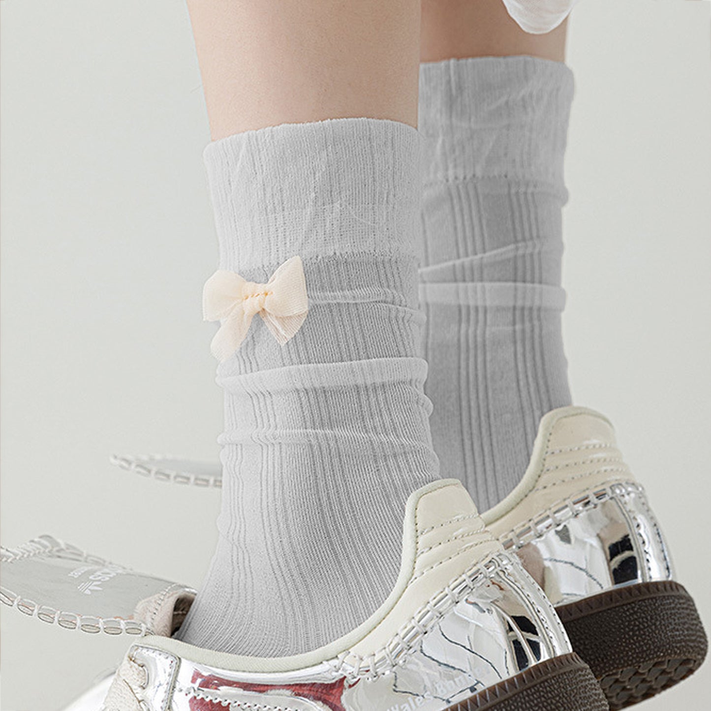6pk Breathable Sheer Ankle Socks with Bow Accent