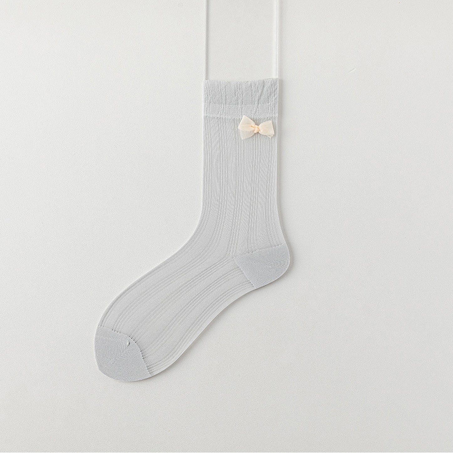 6pk Breathable Sheer Ankle Socks with Bow Accent
