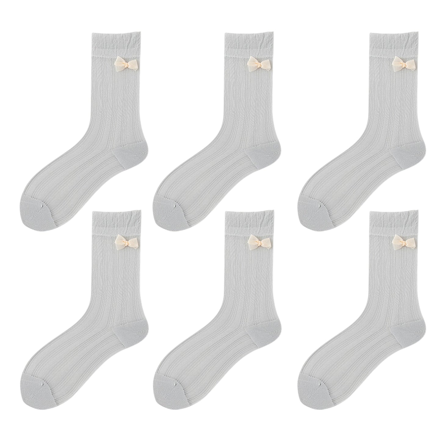 6pk Breathable Sheer Ankle Socks with Bow Accent