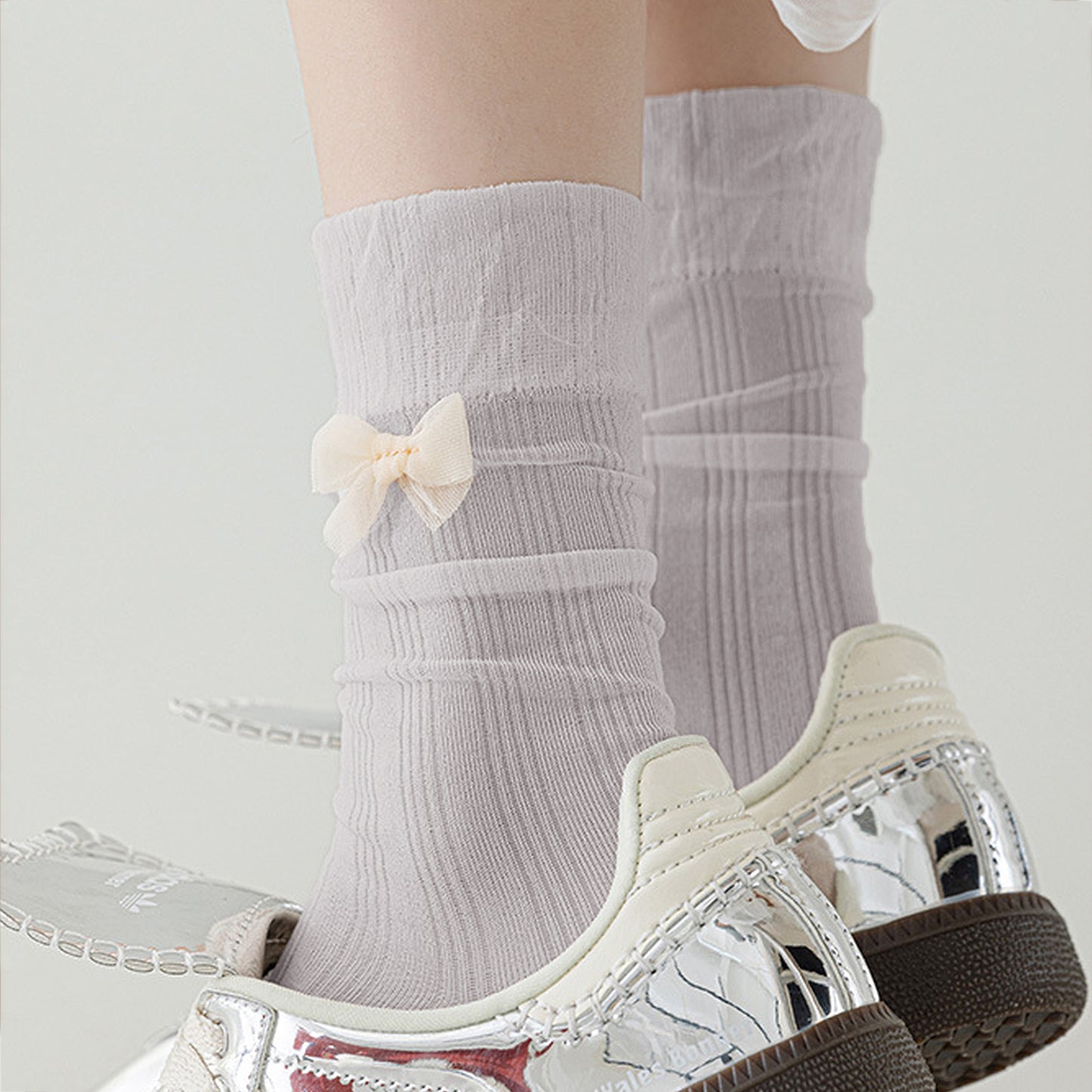 6pk Breathable Sheer Ankle Socks with Bow Accent