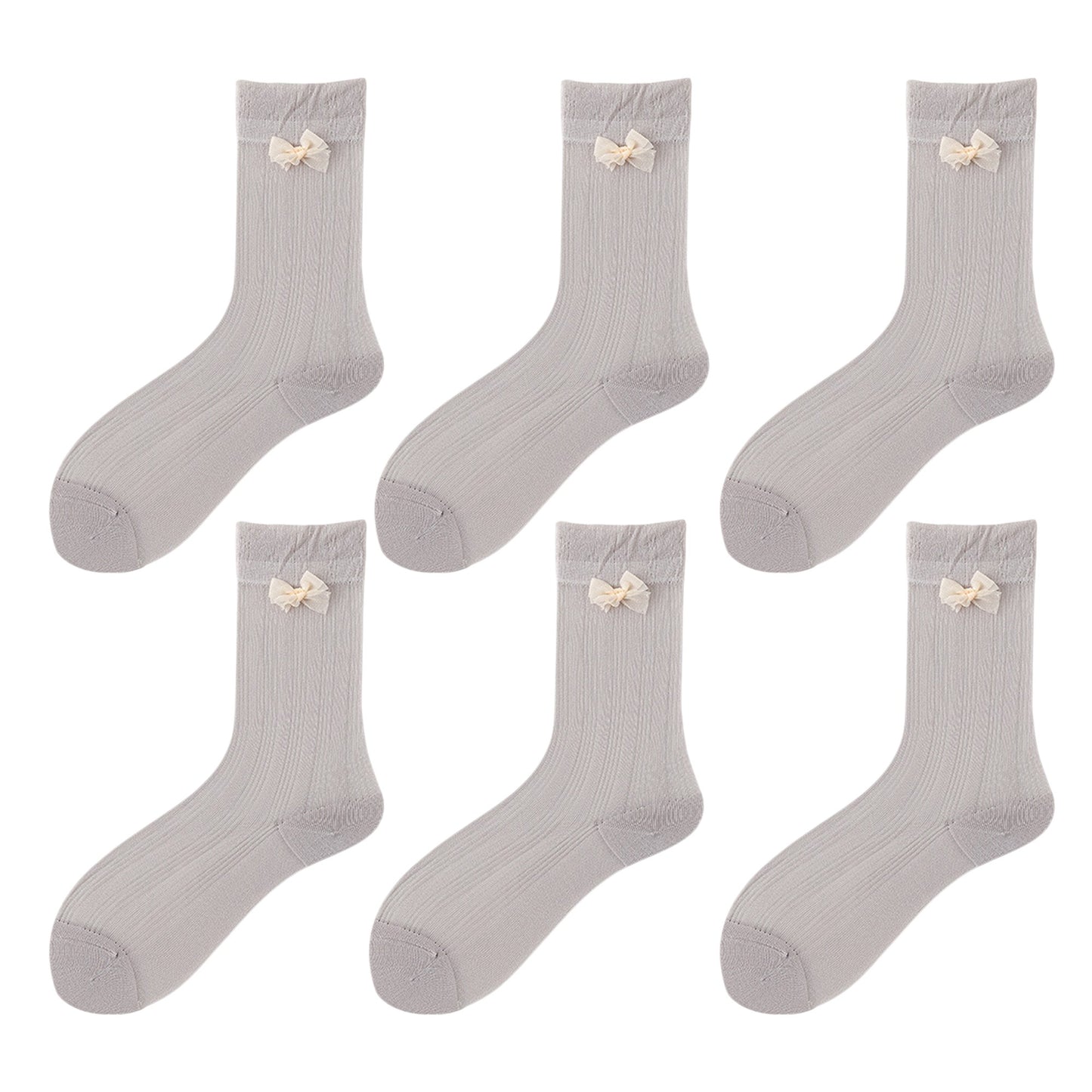 6pk Breathable Sheer Ankle Socks with Bow Accent