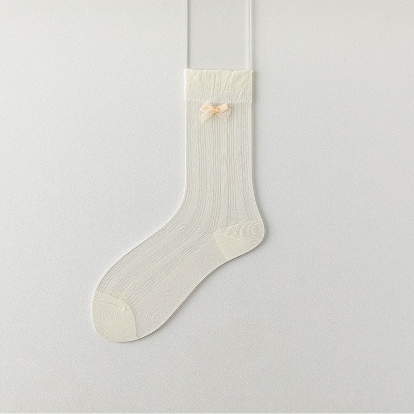 6pk Breathable Sheer Ankle Socks with Bow Accent