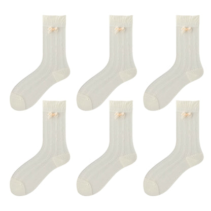 6pk Breathable Sheer Ankle Socks with Bow Accent