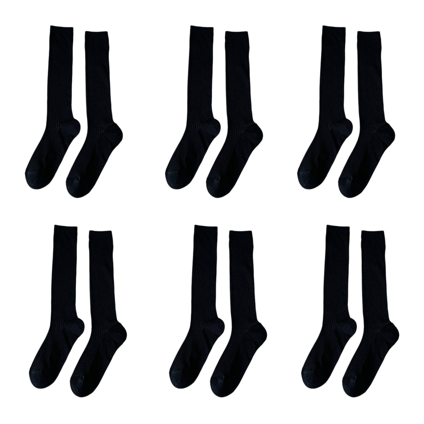 6pk Ribbed Knee - High Socks - Soft & Breathable