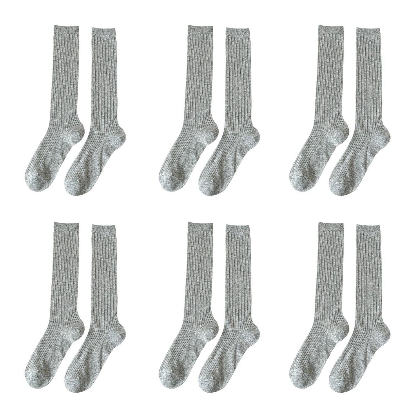 6pk Ribbed Knee - High Socks - Soft & Breathable
