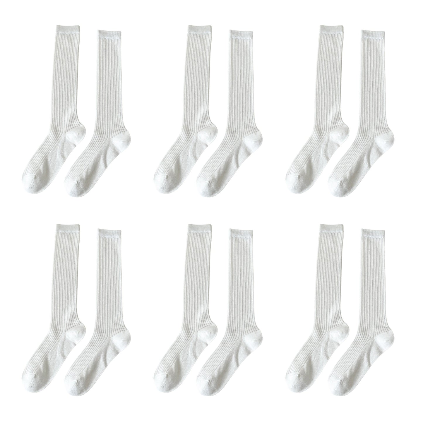 6pk Ribbed Knee - High Socks - Soft & Breathable