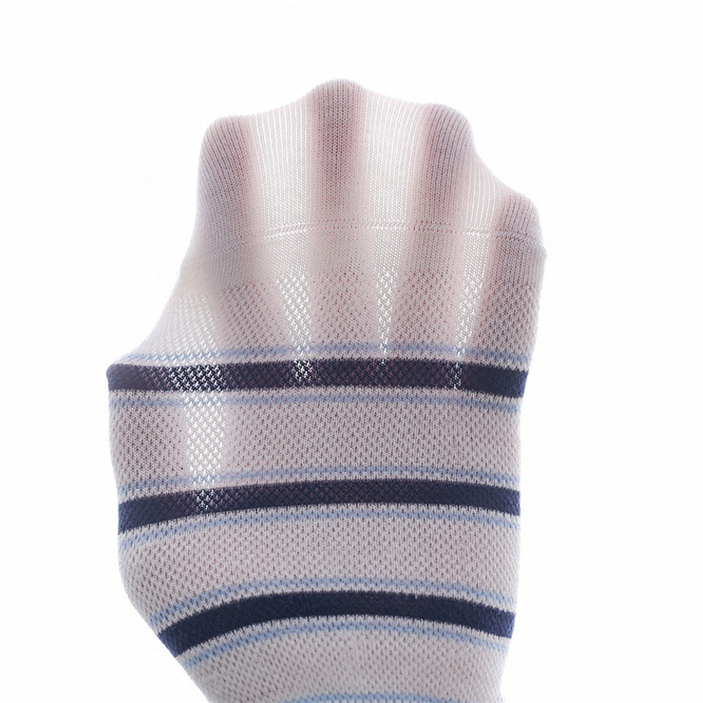 6pk Striped Ankle Socks with Cuffed Design