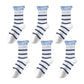 6pk Striped Ankle Socks with Cuffed Design