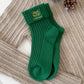2-Pair Pack Fall Winter Warm Cotton Socks with Cute Christmas Embroidery