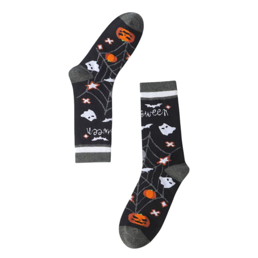 2 Pairs Women's Cotton Halloween Socks Fun Festive Holiday Patterns