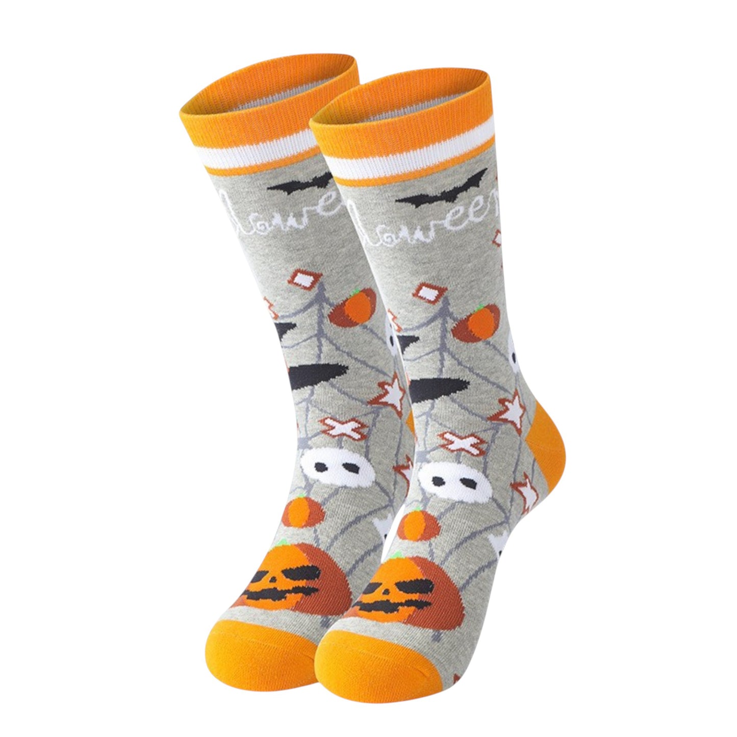 2 Pairs Women's Cotton Halloween Socks Fun Festive Holiday Patterns