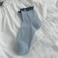 3-Pair Pack Cotton Mesh Ankle Socks with Delicate Ruffle Trim