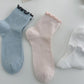 3-Pair Pack Cotton Mesh Ankle Socks with Delicate Ruffle Trim