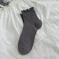 3-Pair Pack Cotton Mesh Ankle Socks with Delicate Ruffle Trim