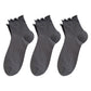 3-Pair Pack Cotton Mesh Ankle Socks with Delicate Ruffle Trim